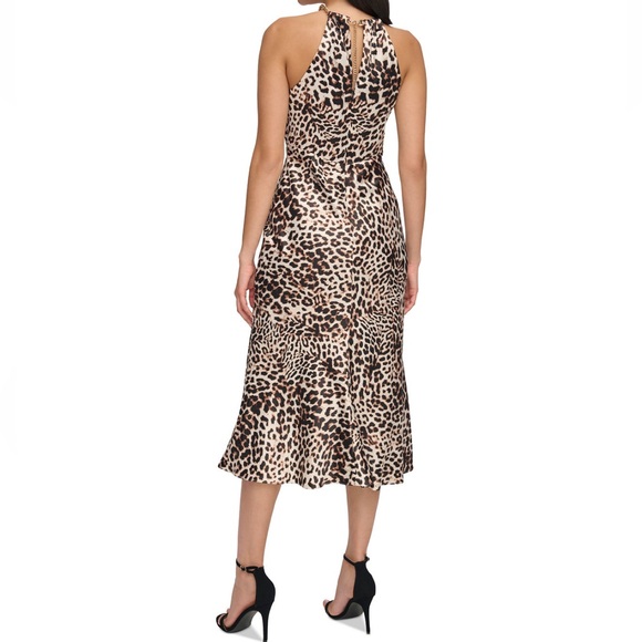 Vince Camuto Brown Tan Leopard Halter Sheath Dress - NWT - Size 12 - Picture 5 of 10